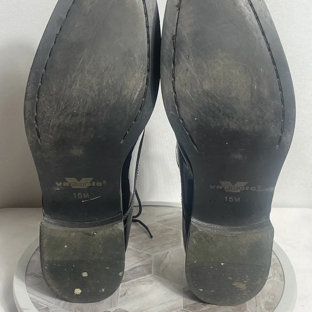 Vangelo TAB Black Patent Lace Up Dress Shoes Mens Size 15M Glossy